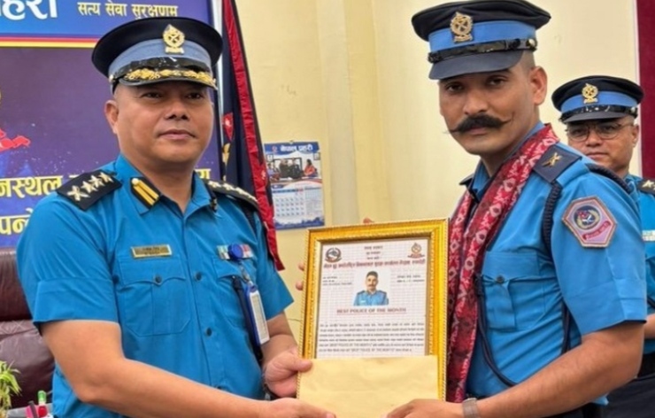गौतम बुद्ध विमानस्थलको सुरक्षा इन्सपेक्टर नेत्र बुढा बने बेस्ट  अफ द पुलिस मन्थ’